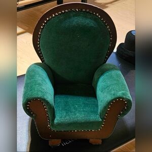 Vintage Prop Infant Toy Doll Photo Prop Green Velvet Chair Very Well made